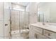 Modern bathroom with a large shower and marble tile at 3221 Mcharney Dr # 31, Harrisburg, NC 28075