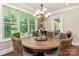 Charming dining room with round wooden table, wicker chairs, and natural light at 859 Irish Creek Dr, Landis, NC 28088