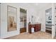 Elegant bathroom with a large vanity, granite countertop, and a walk-in shower at 5942 Carmel Rd, Charlotte, NC 28226