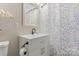 Clean bathroom with a floral shower curtain and vanity at 2178 Eastview Rd, Rock Hill, SC 29732