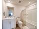 Clean bathroom with a tub and shower combination at 102 Guardian Gate Dr, Mooresville, NC 28115