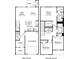 Detailed floor plan showcasing layout of first and second floor including kitchen, bedrooms and primary suite at 1636 Village Grove Ln, Monroe, NC 28110