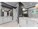 Double vanity bathroom with marble countertop and shower at 3645 Pelham Ln, Charlotte, NC 28211