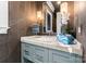 Modern powder room with a stylish vanity and marble countertop at 3645 Pelham Ln, Charlotte, NC 28211