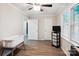 Bright Bedroom with ceiling fan and wood-look flooring, plus view of the front yard at 317 Annafrel St, Rock Hill, SC 29730