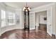 Spacious dining room with home elevator, hardwood floors, and large windows at 625 Highland Ridge Pt, Clover, SC 29710