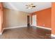 Bright living room with hardwood floors and two-tone walls at 5441 Suttlemyre Ln, Hickory, NC 28601