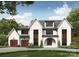 Two-story home with white brick exterior, brown accents, and a three-car garage at 2817 Dorchester Pl, Charlotte, NC 28209