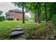 Lush backyard with a stepping stone path leading to a secluded sitting area at 2840 Wheat Field Ct, Lincolnton, NC 28092