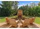 Relaxing outdoor patio featuring a stone fireplace and comfortable seating at 308 Montrose Dr, Waxhaw, NC 28173