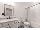 Clean bathroom with a modern vanity, sleek black fixtures, and shower-tub combination at 1046 Sutton Spring Rd, York, SC 29745