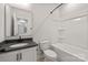Clean bathroom with a single vanity, shower, and tub at 432 Nathaniel Way # Brx0043, Charlotte, NC 28213