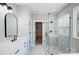 Modern bathroom with marble shower and floating vanity at 2610 Henry Baucom Rd, Monroe, NC 28110