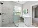 Spa-like bathroom with marble shower and a vanity at 2610 Henry Baucom Rd, Monroe, NC 28110