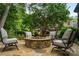 Stone fire pit surrounded by comfortable seating at 5523 Closeburn Rd, Charlotte, NC 28210