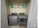 Laundry room featuring modern washer and dryer units and a wire shelf at 4327 Kobuk Ln, Charlotte, NC 28269