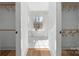 Luxurious bathroom with marble finishes and a soaking tub at 3001 Sparrow Springs Rd, Gastonia, NC 28052