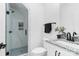 Contemporary bathroom with a walk-in shower and granite vanity at 3001 Sparrow Springs Rd, Gastonia, NC 28052