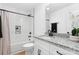 Clean bathroom with white cabinets, granite countertop, and a tub shower combo at 3001 Sparrow Springs Rd, Gastonia, NC 28052