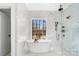 Spa-like bathroom with a large walk-in shower and soaking tub at 3001 Sparrow Springs Rd, Gastonia, NC 28052