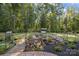 Landscaped backyard with pond, plants, and stone path at 11212 Glanmire Dr, Matthews, NC 28105