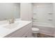 Clean and bright bathroom with white vanity and bathtub at 179 Wembury Ln, Troutman, NC 28166