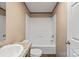 Bathroom with granite countertop and white tub at 1128 Bethesda Rd, Statesville, NC 28677