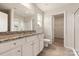 Main bathroom with granite countertop and walk-in shower at 3532 Clover Valley Dr, Gastonia, NC 28052