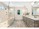 Luxurious bathroom with double vanity and large shower at 1390 Cedardale Ln, Denver, NC 28037