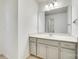 Bathroom featuring a grey vanity with a large mirror and sconce lighting at 4023 Home Grown Way, Lake Wylie, SC 29710