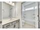 Bathroom featuring a tub/shower combo and single sink vanity at 4023 Home Grown Way, Lake Wylie, SC 29710