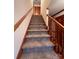 Elegant staircase with wood railings and carpet runner at 1409 Trinity Church Rd, Monroe, NC 28112