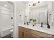 Modern bathroom with double vanity and a shower at 2040 White Cypress Ct # Kh09, Charlotte, NC 28216