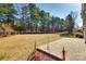 Home backyard featuring a patio with a fenced in yard and treeline at 16840 Rudence Ct, Charlotte, NC 28278