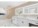 Modern bathroom with double vanity, marble tile, and a walk-in shower at 3305 Cameo Trl, Gastonia, NC 28056