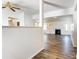 Bright living room featuring hardwood floors, fireplace, and an open concept design at 416 Linsbury Ct, Gastonia, NC 28056