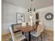 Dining room featuring a wood table, modern chandelier, buffet, and access to a beverage bar at 2621 Ritz Ln, Matthews, NC 28105