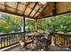 Relaxing gazebo featuring a glass table, padded metal chairs, and a lakeside view at 4145 Cindy Ln, Denver, NC 28037