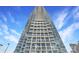Dramatic perspective highlighting the building's height and modern architectural design at 215 N Pine St # 3705, Charlotte, NC 28202