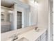 Double sink bathroom with large mirror and built-in shelving at 2074 Van Buren Rd, Sherrills Ford, NC 28673