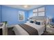 Bright bedroom with light blue walls and a comfortable bed at 11434 Lamoille Ln, Charlotte, NC 28278