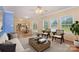 Living room with hardwood floors, fireplace, and view of backyard at 11434 Lamoille Ln, Charlotte, NC 28278