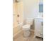 A clean bathroom offers a bath and a modern vanity at 525 12Th Sw St # 26, Hickory, NC 28602