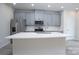 Modern kitchen featuring light blue cabinets, a white quartz island and stainless steel appliances at 1007 Freeman View Dr, Albemarle, NC 28001