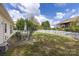 Expansive backyard featuring a well-manicured lawn, a patio set, and a charming white picket fence at 1041 Kensrowe Ln, Matthews, NC 28104