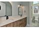 Modern bathroom with double vanity and arched mirrors at 569 Evergreen Rd, Clover, SC 29710