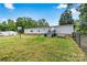 Spacious backyard with basketball hoop, picnic table and fencing for privacy at 7686 Hickory Creek Dr, Denver, NC 28037