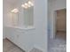 Double vanity bathroom with white cabinets and quartz countertops at 1209 Red River Dr, Salisbury, NC 28144