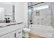 Beautiful bathroom with marble-patterned tiling, sleek black fixtures, and natural light at 2059 Parks Rd, Salisbury, NC 28147