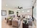 Bright living room with plush seating, a ceiling fan, and a large television for entertainment at 8115 Farm Crossing Ln # 3, Huntersville, NC 28078